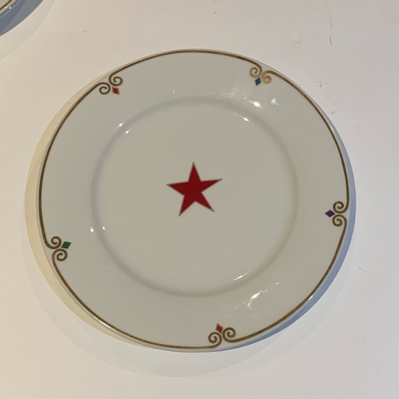 Plates Pier 1 Imports Celebration Plates Stars Gold Trim Porcelain Set of 4 - Picture 4 of 6
